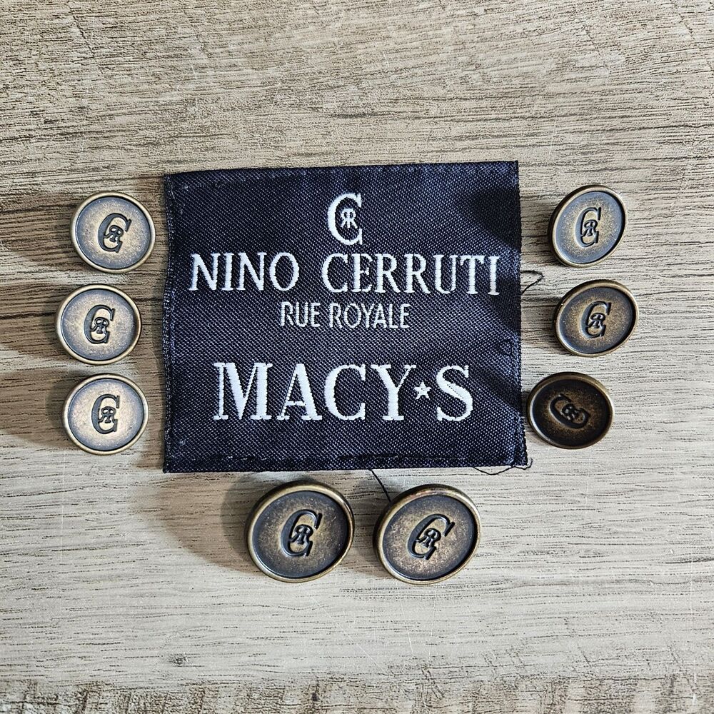 NINO CERRUTI Replacement Buttons Pewter Shank Metal Blazer Bronze CRR Logo 8 Set